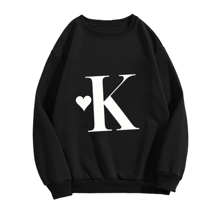 Letter K With Tiny Sweet Heart Monogram Graphic Crewneck Sweatshirt