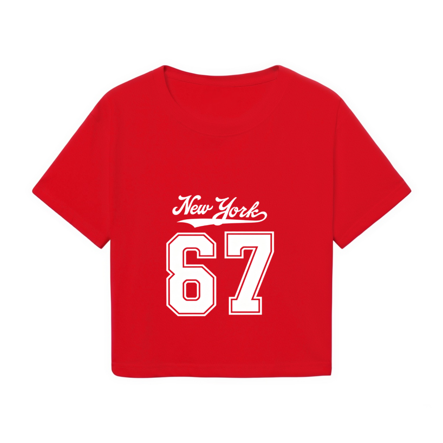 Retro New York 67 Vintage Red Cropped T-Shirt ¨C Sporty City Number Top