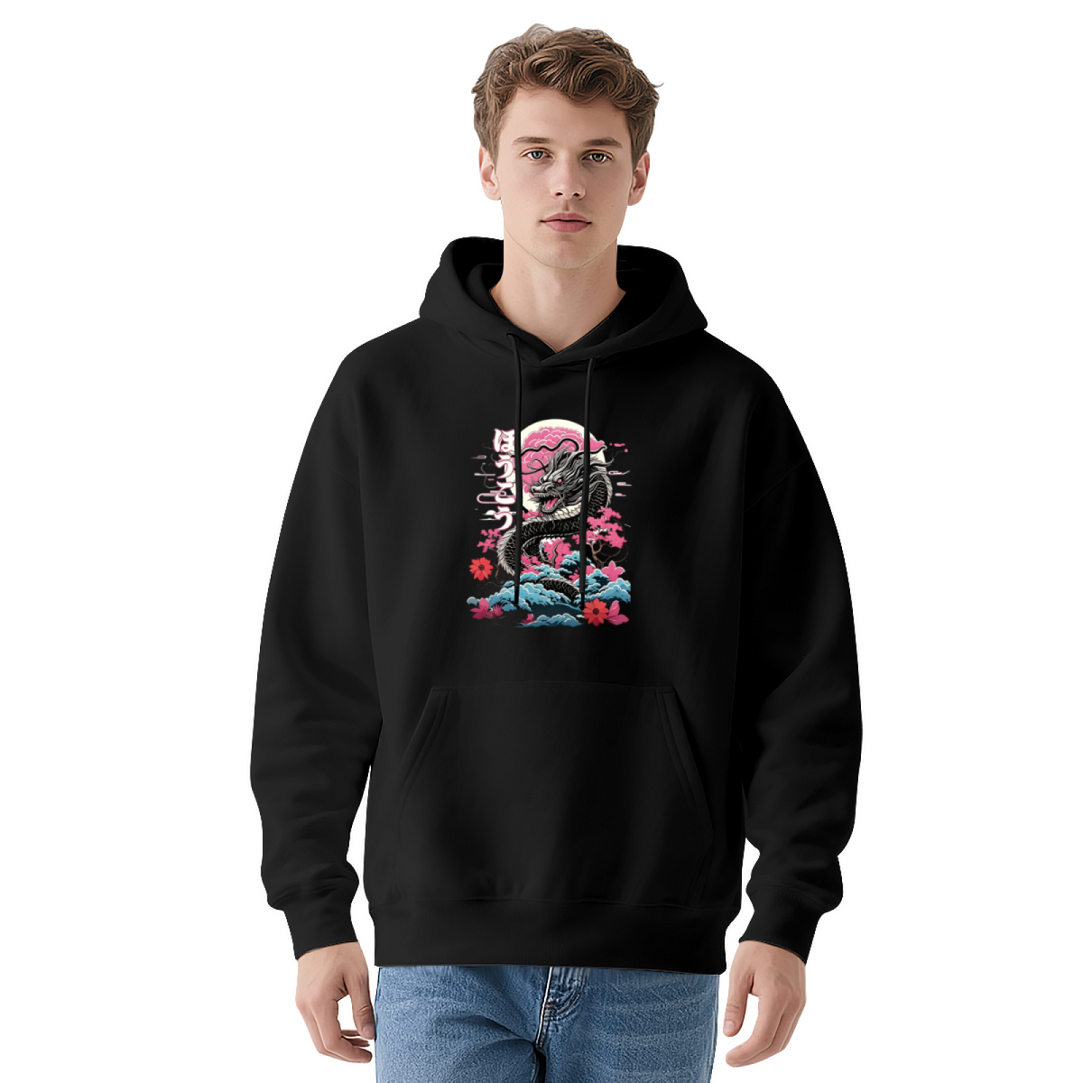 Japanese Dragon Cherry Blossom Oriental Art Hoodie