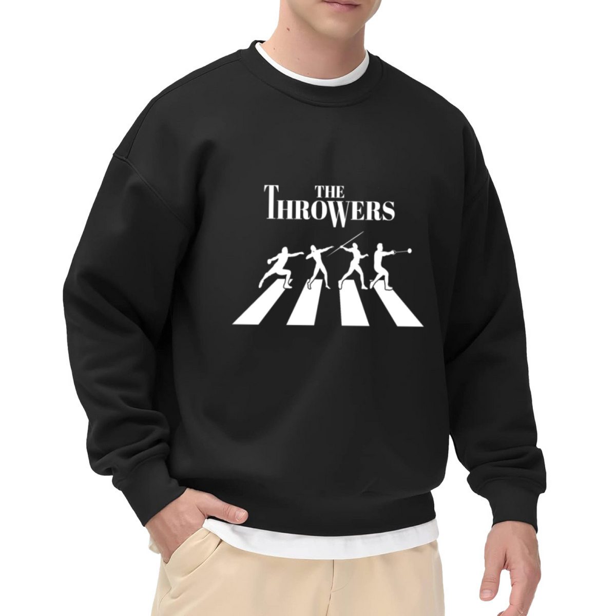 The Throwers Track & Field Athlete Abbey Road Parody Crewneck Sweatshirt