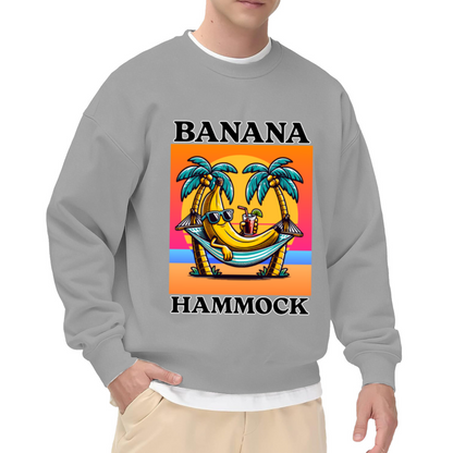 Funny Banana Hammock Tropical Beach Vacation Cartoon Crewneck Sweatshirt