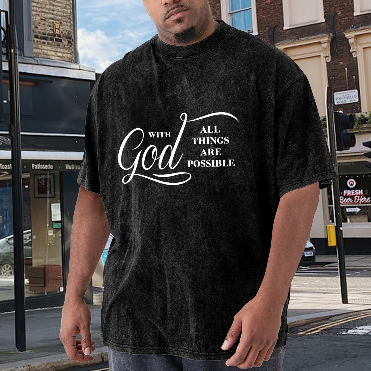 With God All Things Are Possible White Script