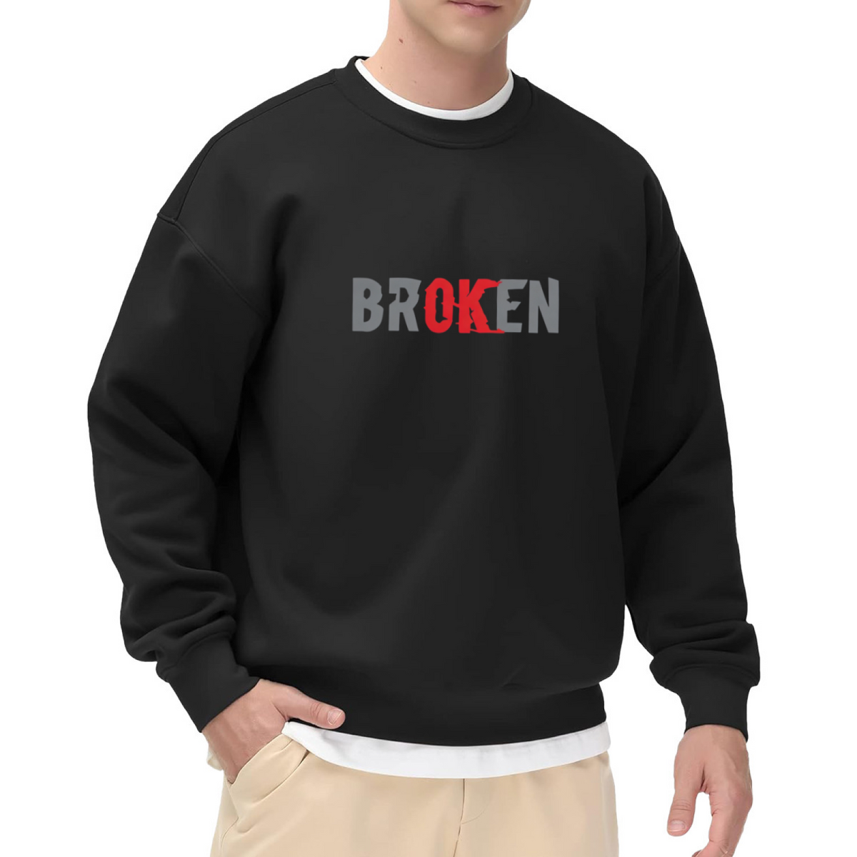 Broken Contrast Red Letter Street Crewneck Sweatshirt