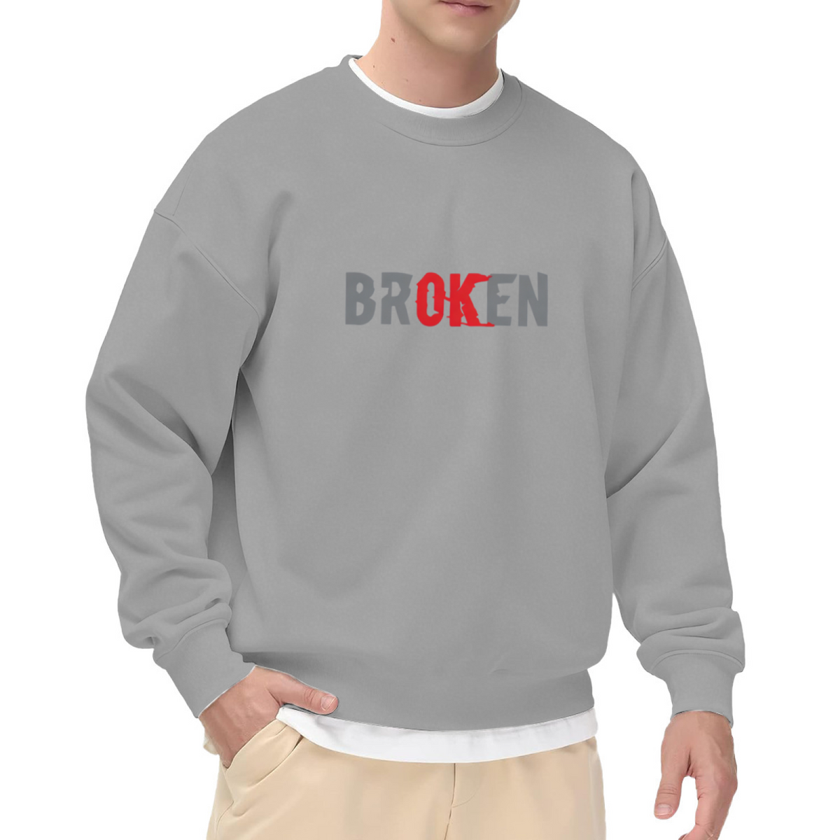 Broken Contrast Red Letter Street Crewneck Sweatshirt
