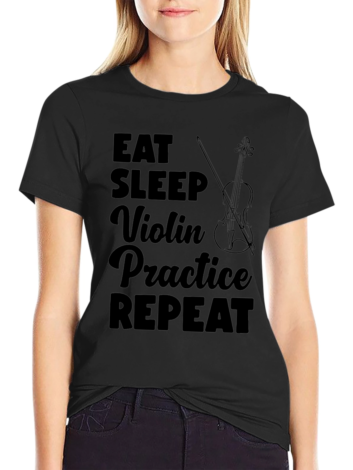 Eat Sleep Violin Practice Repeat Black T-Shirt