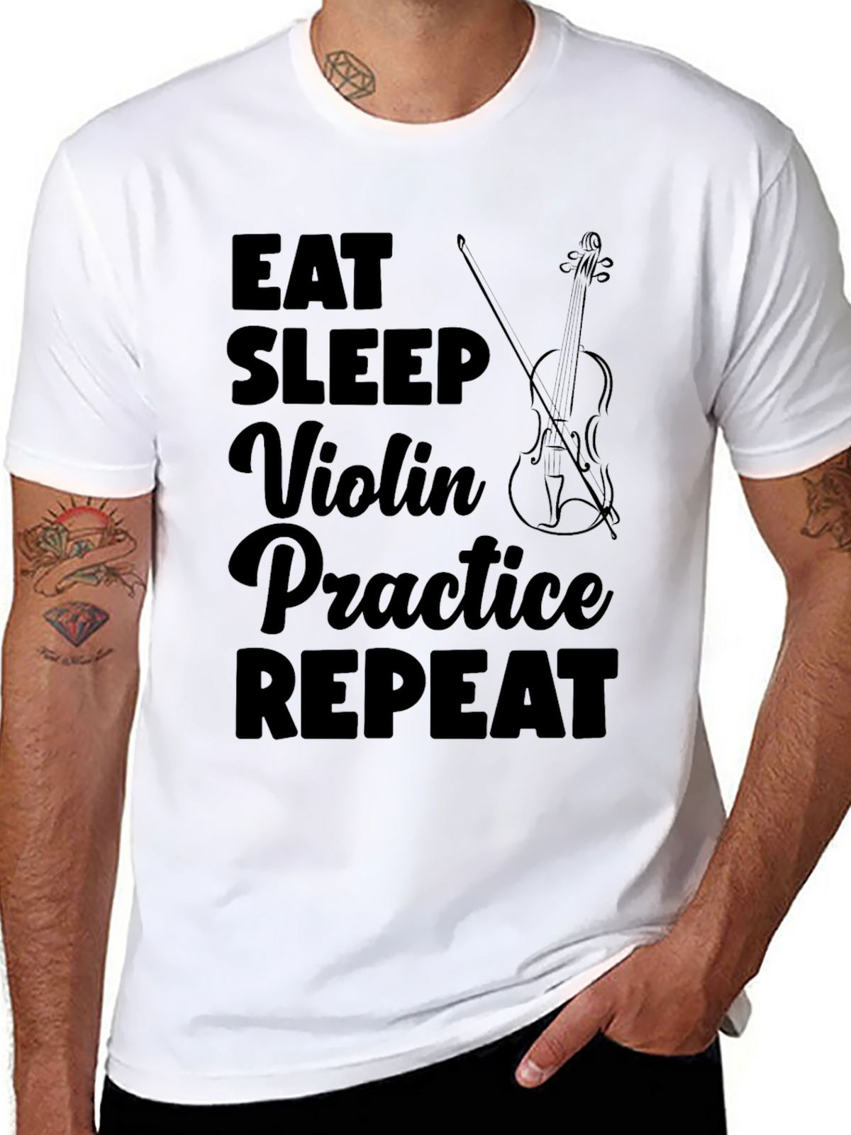 Eat Sleep Violin Practice Repeat Black T-Shirt