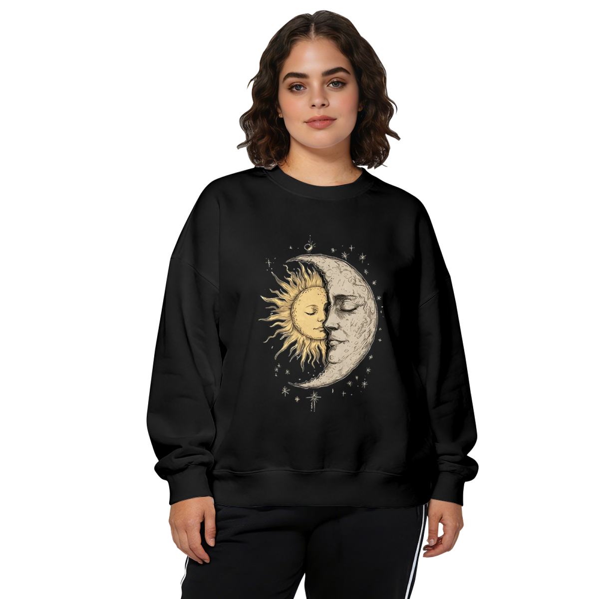 Vintage Tone Sun Moon Star Celestial Crewneck Sweatshirt