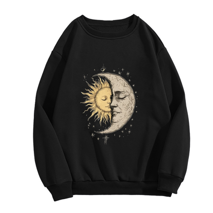 Vintage Tone Sun Moon Star Celestial Crewneck Sweatshirt