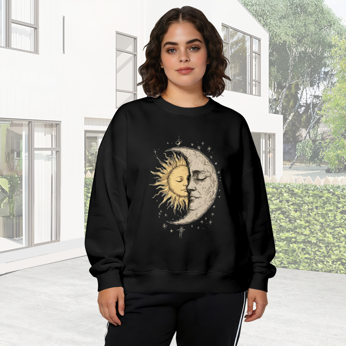 Vintage Tone Sun Moon Star Celestial Crewneck Sweatshirt
