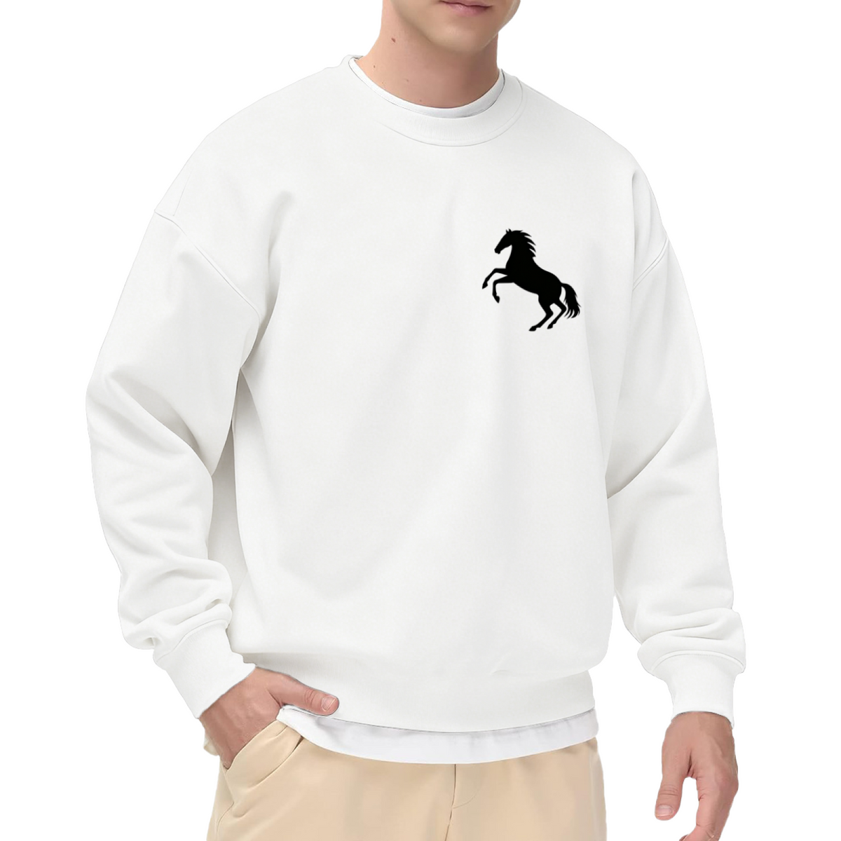 Small Wild Horse Silhouette Minimal Crew Sweatshirt