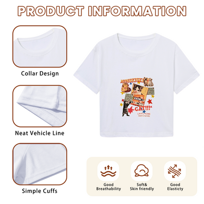 Retro Kitten Collage Cute Cat Lover White Crop Top