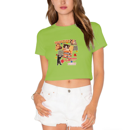 Retro Kitten Collage Cute Cat Lover White Crop Top