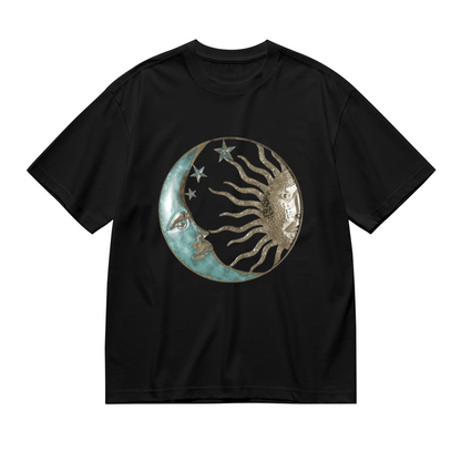 Boho Vintage Sun Moon Face Celestial Graphic Top