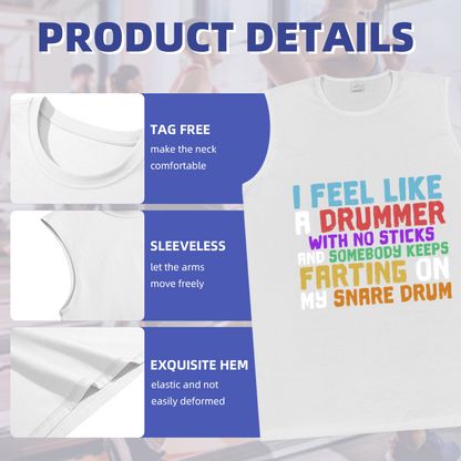 Funny Drummer Quote Text Print Tank Top Unisex Cotton Sleeveless T-Shirt Humor Music Lover Casual Summer Vest Multiple Colors