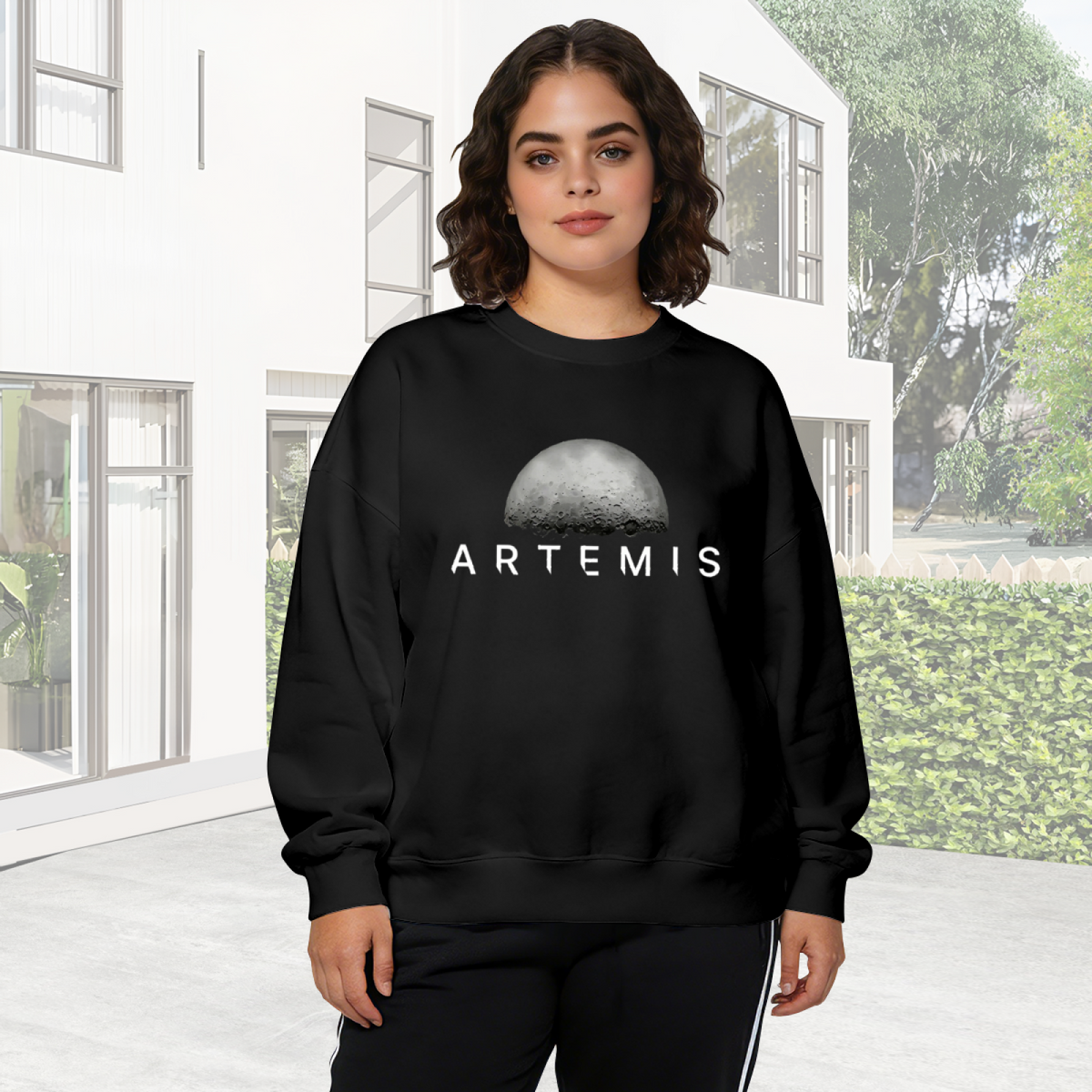 Minimal Black Butterfly Silhouette Crewneck Sweatshirt | Simple Aesthetic Print Top