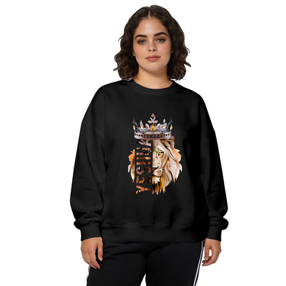 Yeshua Crown Lion Warm Earth‑Tone Art Crewneck Sweatshirt
