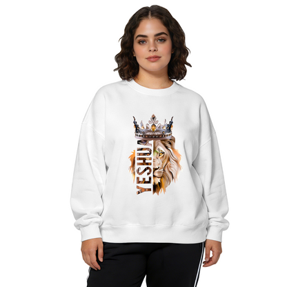 Yeshua Crown Lion Warm Earth‑Tone Art Crewneck Sweatshirt