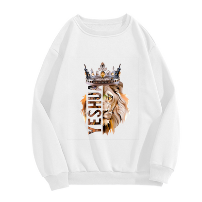 Yeshua Crown Lion Warm Earth‑Tone Art Crewneck Sweatshirt