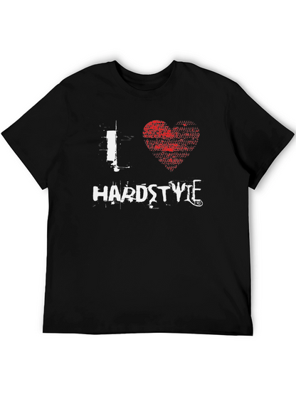 I Love Hardstyle Graphic Print Black T-Shirt