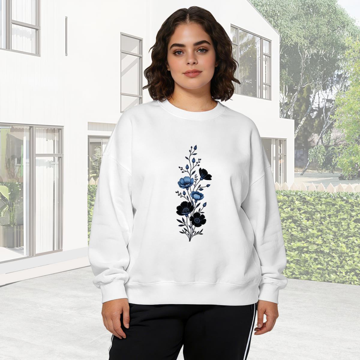 Bold Red?Gold Leopard?Pattern Butterfly Crewneck Sweatshirt