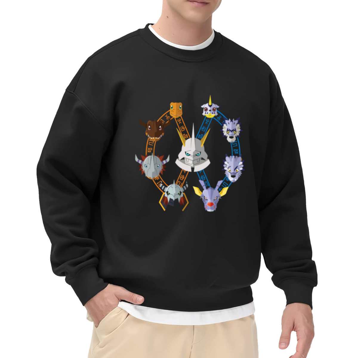 Digimon Digivolution Digimon Crest Anime Fan Crewneck Sweatshirt