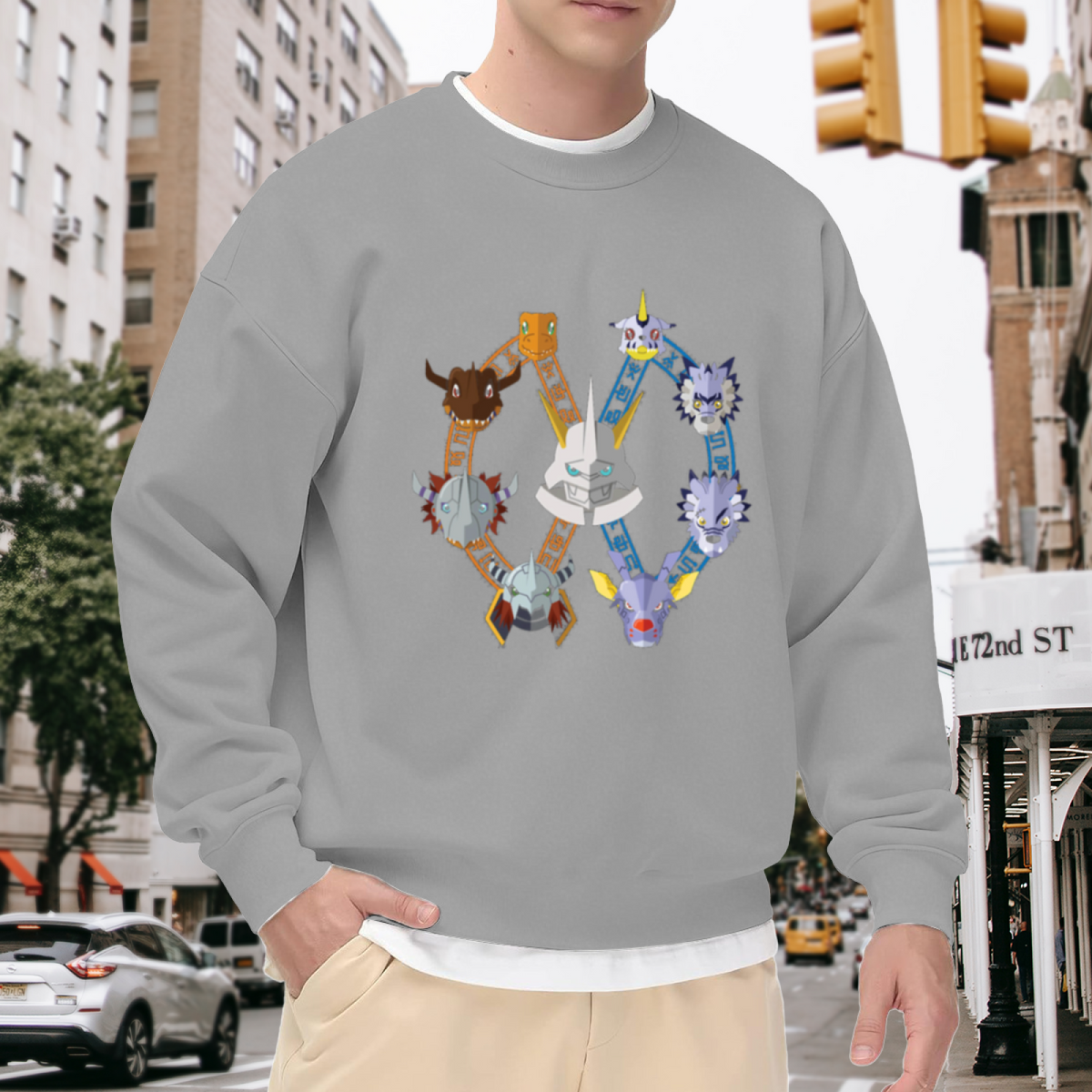 Digimon Digivolution Digimon Crest Anime Fan Crewneck Sweatshirt