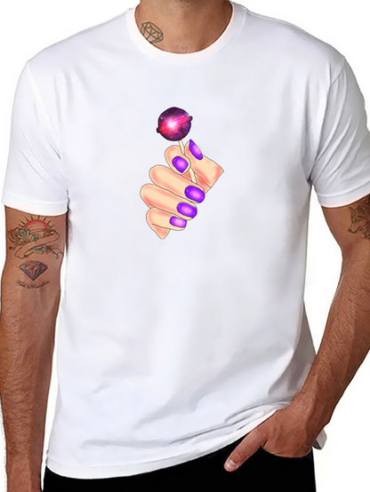 Galaxy Lollipop Graphic Tee - Black Cotton Comfort