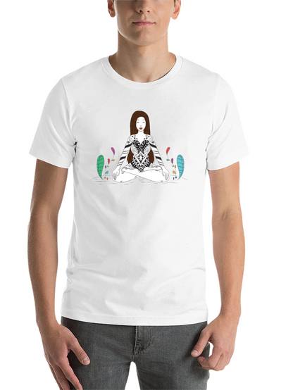 Meditative Woman Graphic Tee - Black Cotton T-Shirt