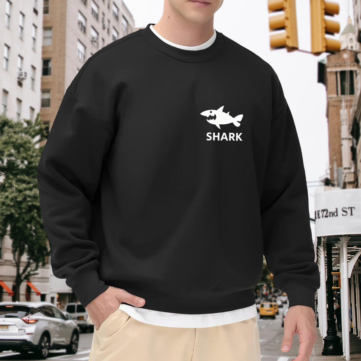 Cool Shark Graphic Casual Crewneck