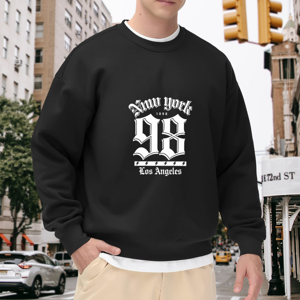 Vintage Gothic NY 98 Number Street Crewneck Sweatshirt