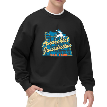 Anarchist Jurisdiction Old Town Vintage Graphic Crewneck Sweatshirt