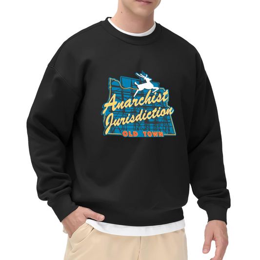 Anarchist Jurisdiction Old Town Vintage Graphic Crewneck Sweatshirt
