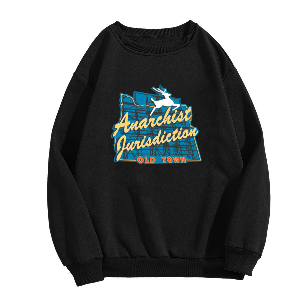 Anarchist Jurisdiction Old Town Vintage Graphic Crewneck Sweatshirt