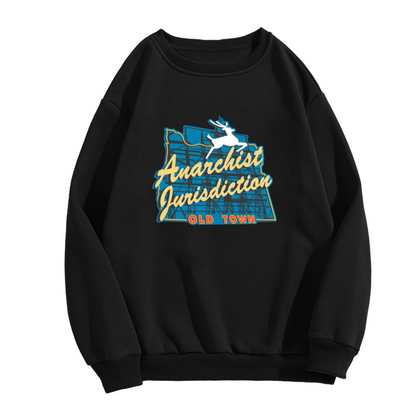 Anarchist Jurisdiction Old Town Vintage Graphic Crewneck Sweatshirt