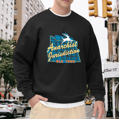 Anarchist Jurisdiction Old Town Vintage Graphic Crewneck Sweatshirt