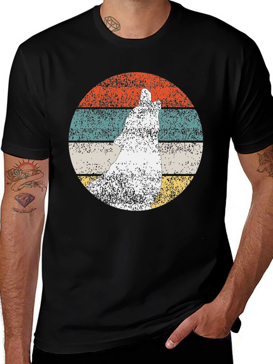Retro Wolf Graphic Tee - Mens Black T-Shirt