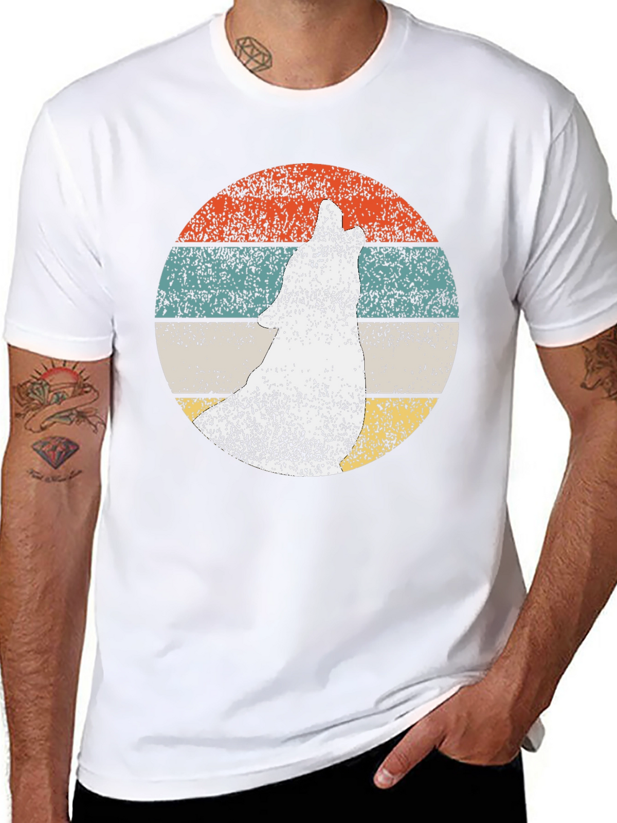 Retro Wolf Graphic Tee - Mens Black T-Shirt