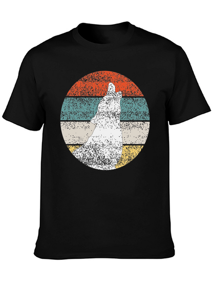 Retro Wolf Graphic Tee - Mens Black T-Shirt