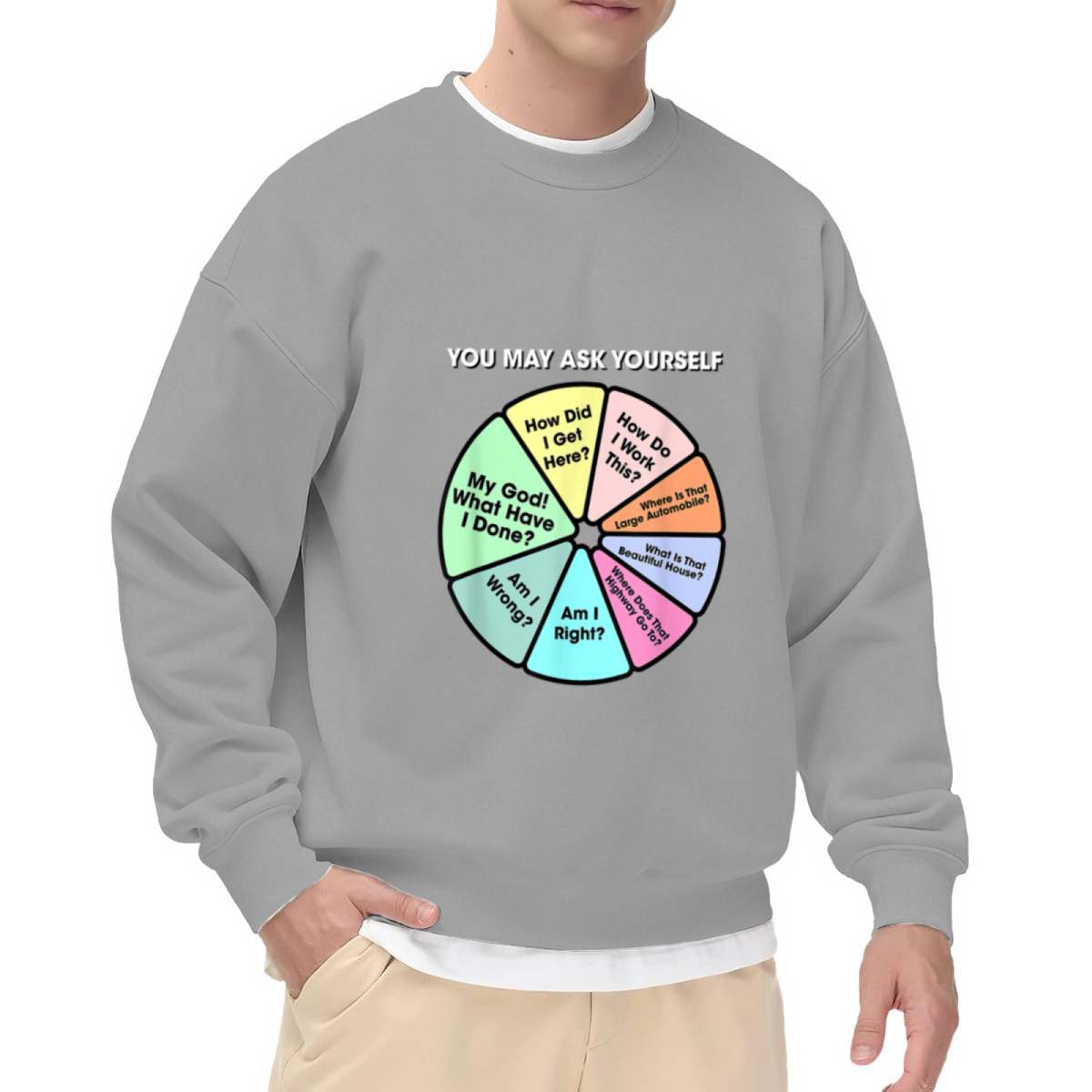 You May Ask Yourself Retro Music Pie Chart Meme Crewneck Sweatshirt