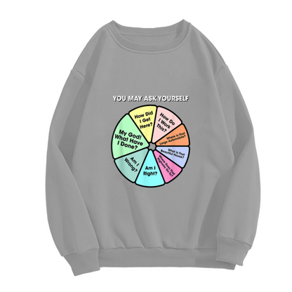 You May Ask Yourself Retro Music Pie Chart Meme Crewneck Sweatshirt