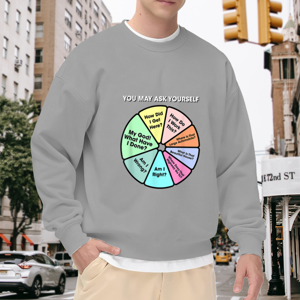 You May Ask Yourself Retro Music Pie Chart Meme Crewneck Sweatshirt