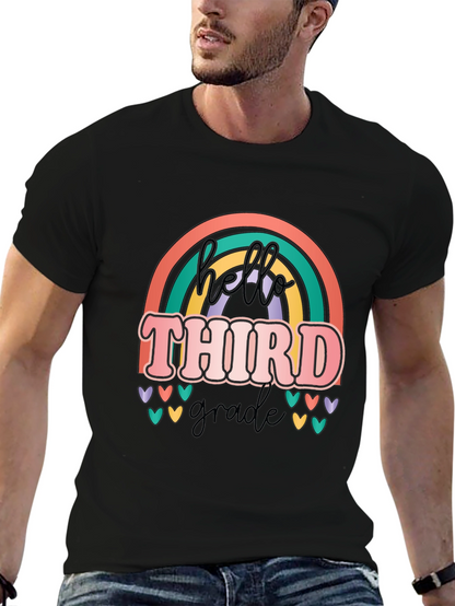 Hello Third Grade Retro Rainbow T-Shirt