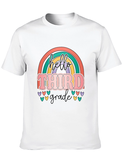 Hello Third Grade Retro Rainbow T-Shirt