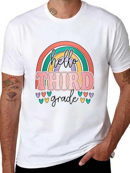 Hello Third Grade Retro Rainbow T-Shirt