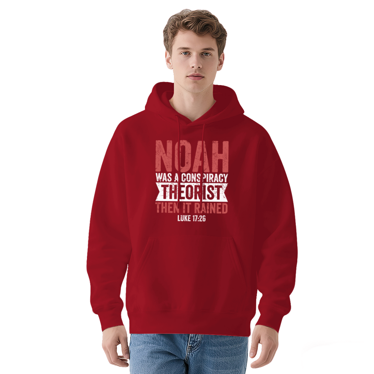 Noah Conspiracy Theorist Bible Quote Navy Hoodie, Faith Theme Comfort Pullover