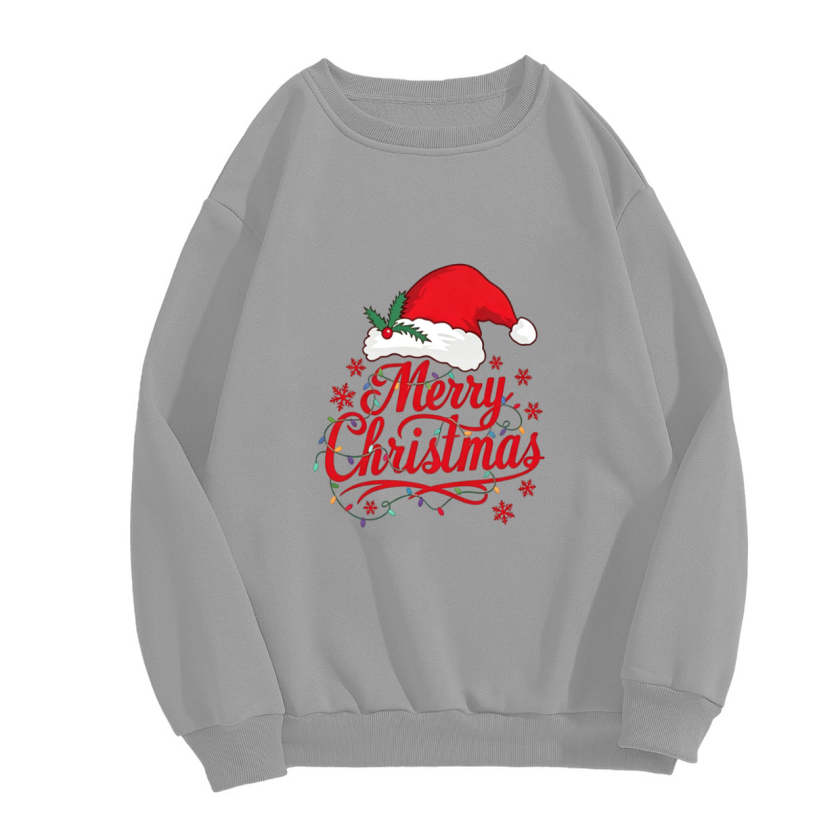 Merry Christmas Santa Hat Lights Xmas Crewneck Sweatshirt