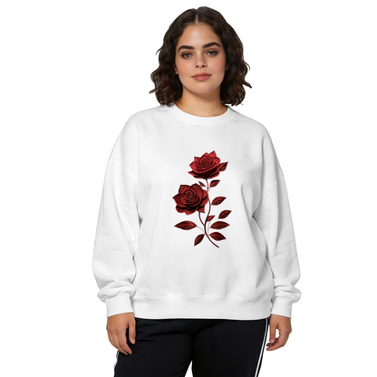 Vibrant Purple?Orange Butterfly & Rose Graphic Crewneck Sweatshirt