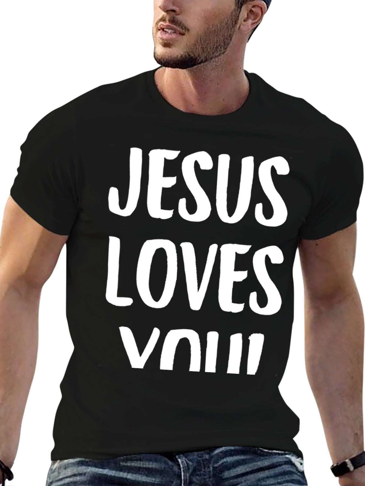 Jesus Loves You Graphic Tee - Black
