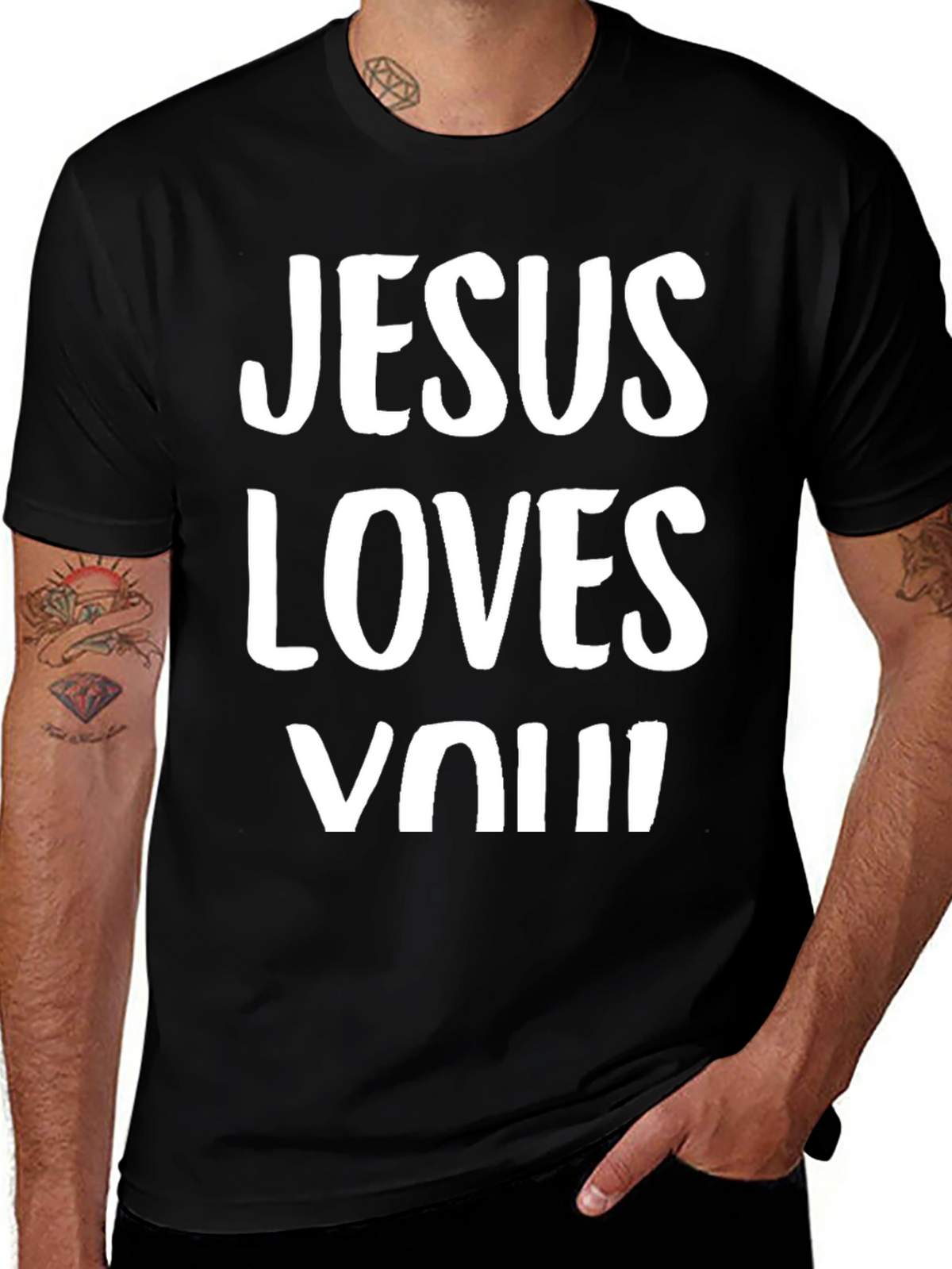 Jesus Loves You Graphic Tee - Black