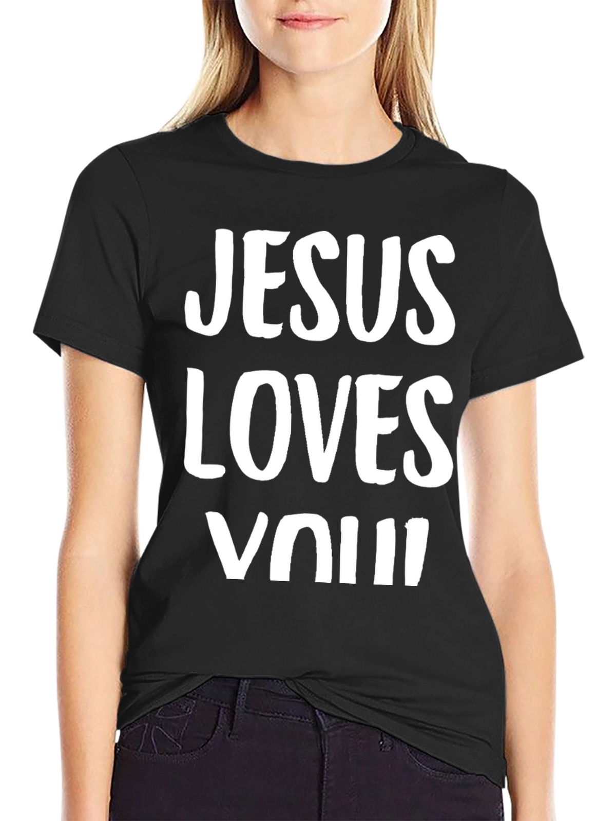 Jesus Loves You Graphic Tee - Black